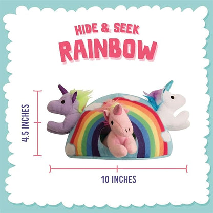 Snugarooz Hide & Seek Rainbow Dog Toy with Repair Patch – Interactive Plush Rainbow with 3 Squeaky Unicorns – Designed for Fun and Engaging Play for Your Pup
