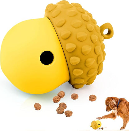 Dog Treat Toys for Puppy, Silicone Dog Toy Treat Dispenser Slow Feeder, Dog Interactive Toys for Boredom, Dog Enrichment Toys to Keep Them Busy, Interactive Dog Toy 1 Pack (Yellow)