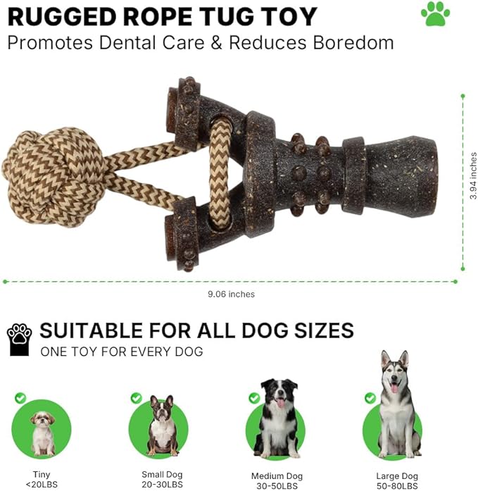 Rugged Rope Dog Tug Toy - Tough Dog Toys for Aggressive Chewers, Dog Chew Toy Promotes Dental Care and Reduces Boredom