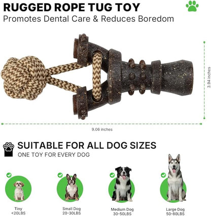 Rugged Rope Dog Tug Toy - Tough Dog Toys for Aggressive Chewers, Dog Chew Toy Promotes Dental Care and Reduces Boredom