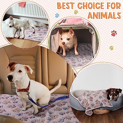 Tatuo 4 Pack Fleece Dog Blanket for Pet,Beige,41 x 30 Inch,Paw - Image 2