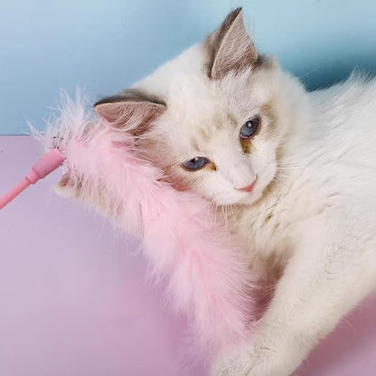 IUHKBH Cat Wand Toys, 3 PCS Interactive Feather Wands Colorful Cat Teaser Wand with Bell for Cats and Kitties