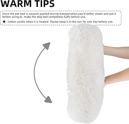 Cat Beds for Indoor Cats - Cat Bed Washable 24 inches, Dog Beds for Small Medium Dogs, Anti Anxiety Round Fluffy Plush Faux Fur Pet Bed, Thick Bottom