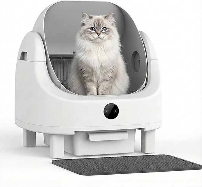 Automatic Litter Box, Self Cleaning Litter Box for Multiple Cats, Odor & Scoop Free, Apple Control, Large Space with Safety Protection, Opening Top, Real-Time Monitor
