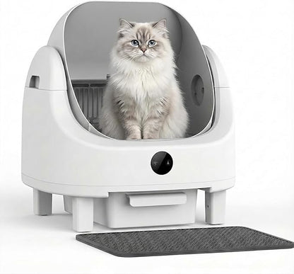 Automatic Litter Box, Self Cleaning Litter Box for Multiple Cats, Odor & Scoop Free, Apple Control, Large Space with Safety Protection, Opening Top, Real-Time Monitor