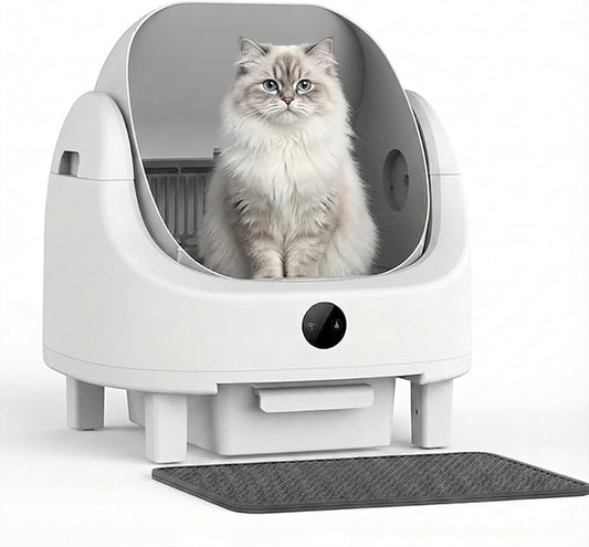 Automatic Litter Box, Self Cleaning Litter Box for Multiple Cats, Odor & Scoop Free, Apple Control, Large Space with Safety Protection, Opening Top, Real-Time Monitor
