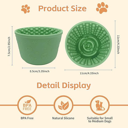 Dog Slow Feeder Lick Bowl,Anxiety Relief Treat Dispenser, Non-Slip Anti-chocking Pet Dish, Interactive Puzzle Toy for Small Medium Large Breed,Freezable BPA Free Silicone Dishwasher Safe