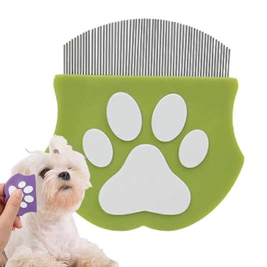 Pet Detangling Flea Comb, Dog Facial Eye Comb, Stainless Steel Tear Stain Remover, Round-Head Grooming Comb for Dog Cat (Light green)