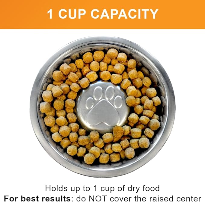 Neater Pet Brands Stainless Steel Slow Feed Dog Bowl for Fast Eating Medium Breed, Metal Slow Feeder Dog Bowl Fits in Medium Neater Feeder Deluxe, for Puppy or Dogs (19-40 lbs), 1 Cup Food Capacity