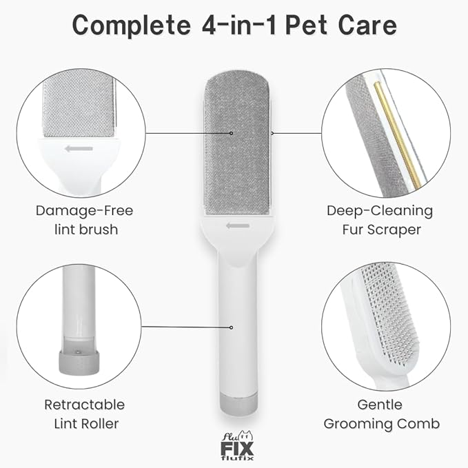 SufurLint 4-in-1 Pet Hair Remover & Grooming Brush - Multi-Functional Cat Deshedding Tool, Reusable Lint Roller for Furniture and Clothing, Reusable, eco-Friendly Remover