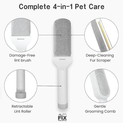 SufurLint 4-in-1 Pet Hair Remover & Grooming Brush - Multi-Functional Cat Deshedding Tool, Reusable Lint Roller for Furniture and Clothing, Reusable, eco-Friendly Remover