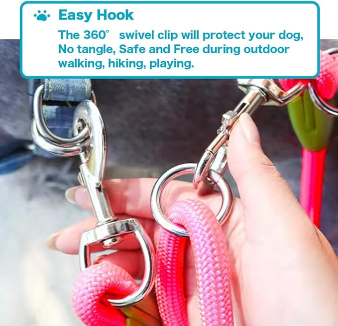 Hands Free Dog Leash Waist & Crossbody Rope with Slip Lead Durable for 2 Dogs Nylon Reflective Heavy Duty Hiking Running Leash for Medium Large Dogs(Rainbow, 13Ft)