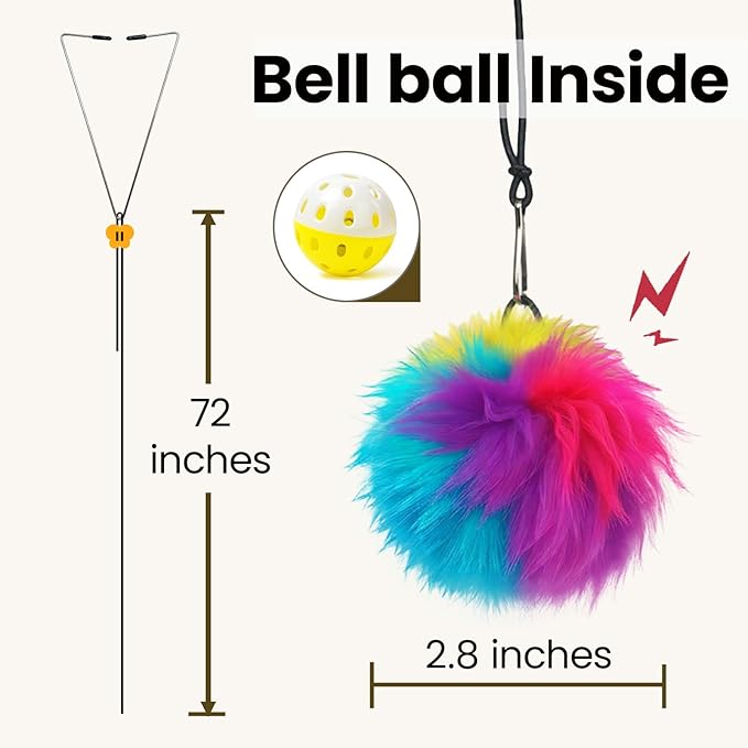 Interactive Cat Toys for Indoor Cats, Self-Play Hanging Door Toy for Kitten, Adjustable Height Exercise Bell Ball to Keep Kittens Active