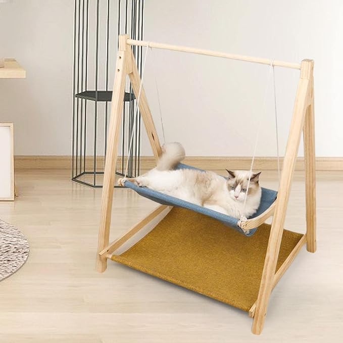 Shelves Perches Breathable Animals Lawn Home 2 Tier Wooden Cat Hammock Bed