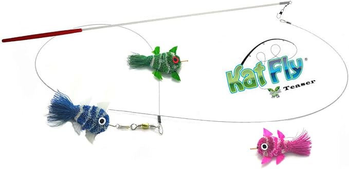 KatFly Teaser Wand Kit - 3 Mini Clownfish (Kit3) Cat Teaser Wand