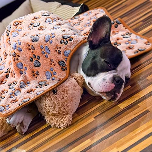 Tatuo 4 Pack Fleece Dog Blanket for Pet, Coffee, 30 x 20.5 Inch, Paw - Image 6