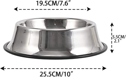 2Packs Stainless Steel Dog Bowl with Anti-Skid Rubber Base for Small/Medium/Large Pet, Perfect Dish, Pets Feeder Bowl and Water Bowl Perfect Choice for Dog Puppy Cat and Kitten (26oz)