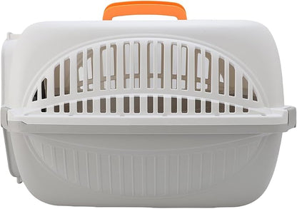Plastic Pet Carrier, 18.9x12.6x12.6 Inch Hard Sided Crate, with Wire Door and Water Bowl, Ventilation and Security Lock, for Small Dogs and Cats Camping (Gray)