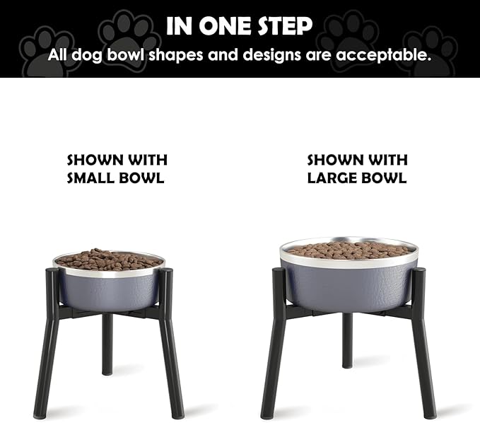 SHAINFUN Adjustable Dog Bowl Stand, Tall Elevated Feeder for 7-10.6" Bowls, Metal Single Raised Holder, 11" Tall (Bowl Not Included)