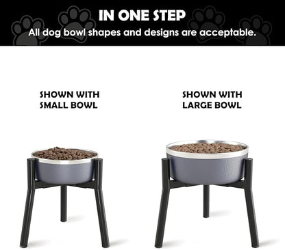 SHAINFUN Adjustable Dog Bowl Stand, Tall Elevated Feeder for 7-10.6" Bowls, Metal Single Raised Holder, 11" Tall (Bowl Not Included)