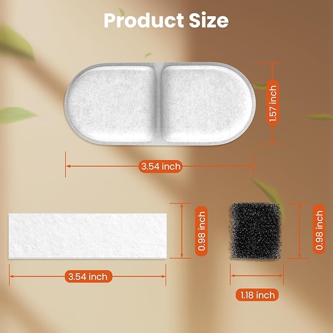 Cat Water Fountain Filter Replacement,36 Pcs(12 Carbon+ 12 Sponge+ 12 Cotton) for Pets Automatic Water Dispenser for Dogs, Compatible with 2.2L/3L/3.2L/3.5L/12L Stainless Steel Cat Fountains