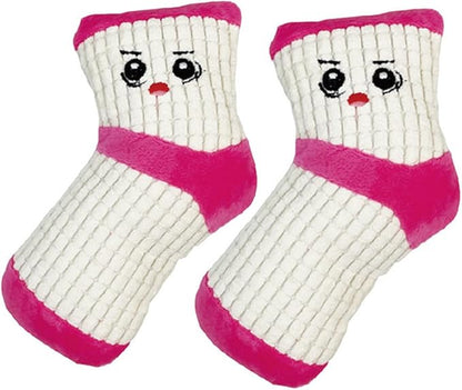 2Pcs Dog Squeaky Toys,Stuffed Socks Dog Chewing Toys Bite- Resistant,Small Dog Plush Interactive Toys for Dental Health_White