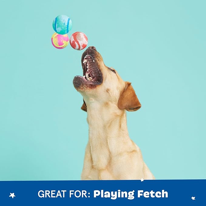 Barkbox Dog Toys – Squeaky Clean Bath Bombs Squeaker Ball Interactive Chew Toys – Durable & Tough Tennis Balls, Training, Exercise & Beating Boredom – Stimulating Plush, Small/Medium Breed & Puppies