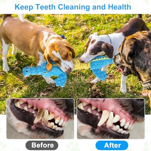 Dog Toys Cute Crocodile Squeaky Plush Pet Toy for Small to Large Breeds Interactive Chew Toy with Whistle & Crinkle Paper Tough Pet Toys for Aggressive Chewers and Puppies & Dog Lovers - Image 5