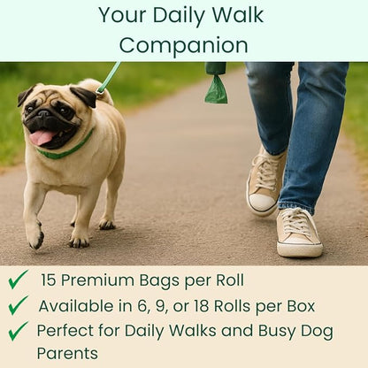 100% Certified Home Compostable Poop Bags (270 Count 18 Rolls), Plant Based, Extra Thick (20 Micron), Leak Proof, Unscented Standard Size 9 X 13'', ASTM D6400 & EN 13432 Compliant