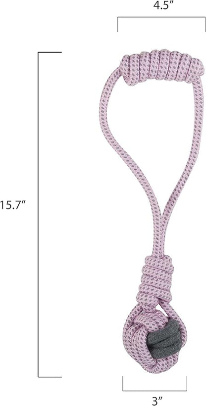 ALLUM Dog Rope Toys with Knotted Ball and Handle - Interactive and Stimulating Dog Toys & Puppy Toys - Dog Toys for Boredom - Ball on Rope (Pink)