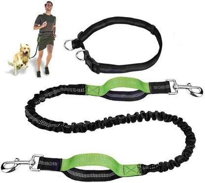 Heavy Duty Dog Leash with Bungee Traffic Handle Dog Leash Reflective Dog Leash with Double Padded Handles - Durable Dog Leash for Small Medium Large Dogs Training Walking 4ft (Black)