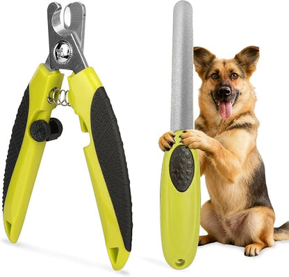 Green Dog Nail Clipper&File Set Plier Style Dog Claw Clippers with Safety Guard Heavy-Duty Dog Toenail Clippers Professional Pet Nail Trimmers for Dogs and Cats
