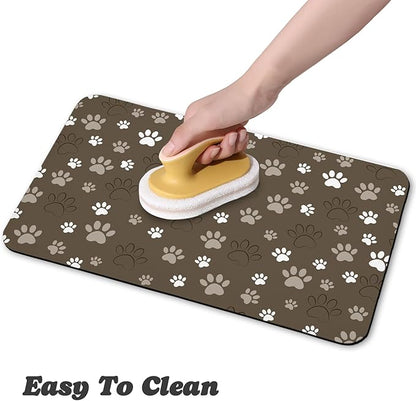Dog Food Mat, Absorbent Water Bowl Mats Cat Pet Feeding Placemats Brown 24 * 32 inch