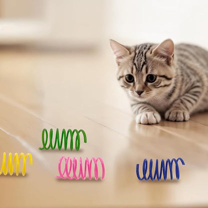Cat Spring Toys 90 Pack, Interactive Toys for Kittens to Swat, Bite & Hunt, Colorful Durable Plastic Spiral Springs for Indoor Cats