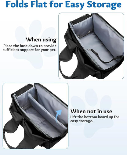 Dog Purse Carrier for Small Dogs and Cats up to 15 lbs, Portable Soft Sided Travel Pet Tote Bag with 4 Large Pockets,Foldable Puppy Bag Carrier for Outings and Travel (Black)
