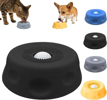 Dog Lick Bowl with Ball,Lick Ball Bowl for Dogs,Dog Licking Bowl with Rolling Ball,Slow Feeder Ball Bowl to Slow Pet Eating,Rolling Ball Dog Bowl Give Pet More Time to Enjoy Eating. (Black)