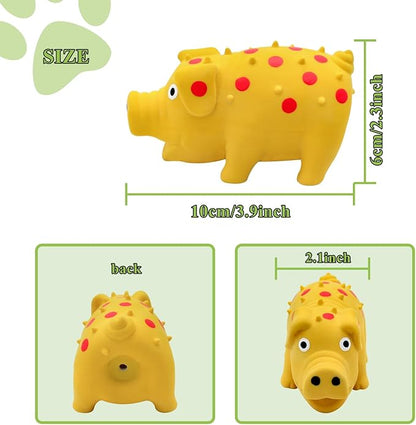 WishLotus Natural Latex Dog Squeaky Toy, Pig-Shaped Dog Chew Toys for Teeth Cleaning, Mini Puppy Chew Toy for Small Dogs to Relieve Stress and Reduce Boredom (Yellow,1pcs)