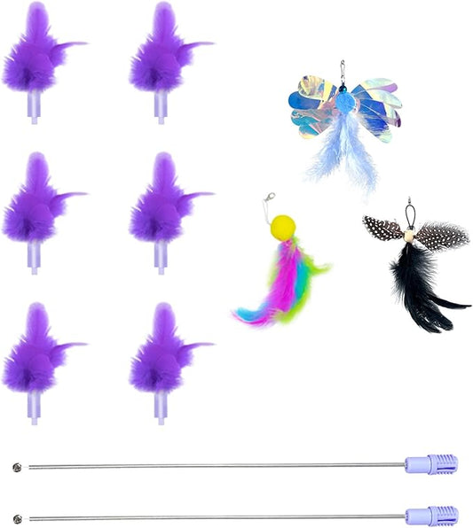 9 Pcs Soft Feathers Replacement Accessories, Interactive Toys for Indoor Cats,ONLY Fits Cat Toys, NOT fits for Other Brand