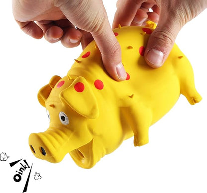 2-Pack Squeaky Pig Dog Toys - Durable Rubber Chew Toys with Oinking & Grunting Sounds for Small, Medium & Large Dogs - Interactive Latex Puppy Toy Set
