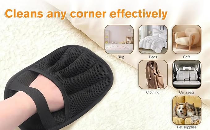 Bretty Reusable Electrostatic Pet Hair Removal Glove – Extra Thick 10mm Five-Finger Cleaning Mitt for Dogs & Cats, Removes Pet Hair from Furniture, Sofa & Clothing