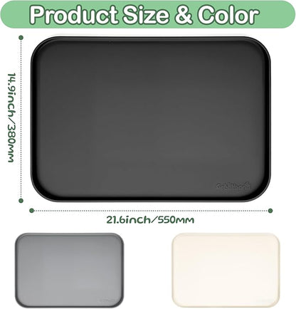 100% Waterproof Silicone Pet Feeding Mat,Warped Resistant Raised Edge BPA-Free Dog Cat Food Mats, Non-Slip Pet Placemat with High Lip to Prevent Spills, Dishwasher Safe, 21.5"x14" Black