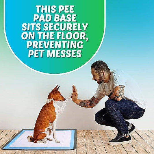 TidyFriend 2 Pack Dog Pee Pad Holder Tray Fits Up to 30” x 36” Wee Wee Pee Pads - Stable Grip, Raised Edges, Quick-Wipe Silicone Surface Dog Potty Tray Holder for Indoor Flooring Protection (Grey)