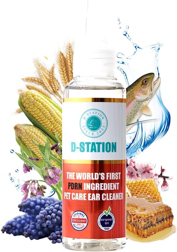 D-STATION PDRN Pet Care Ear Cleaner – Otic Formula for Dogs & Cats of All Ages, Soothes Itchy Ears, Calms Ear Irritation & Keeps Ears Clean, Supports Healthy Ear Skin (4oz)