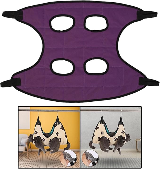 Portable Dog Grooming Hammock Restraint Bag Harness Multi Functional Hammock Helper for Puppy Nail Trimming Cat Pet Supplies Cleaning, L