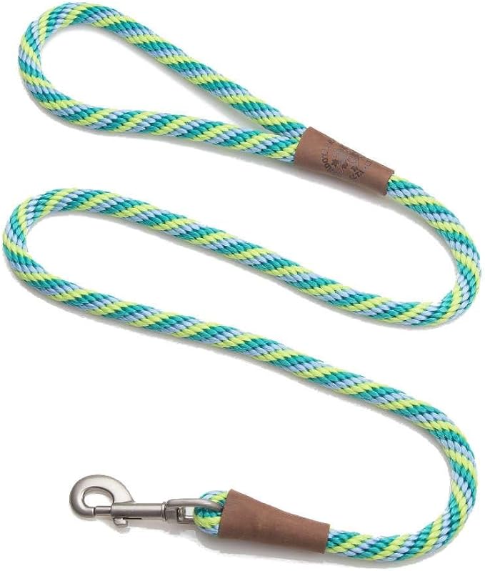Mendota Pet Snap Leash - British-Style Braided Dog Lead, Made in The USA - Seafoam, 1/2 in x 6 ft - for Large Breeds