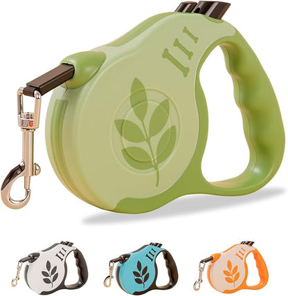 Retractable Dog Leash with Non-Slip Handle, 16 FT Automatic Telescopic Tractor with Atuo Locking Botton，Durable Pet Tape for Small and Medium-Sized Dogs Green