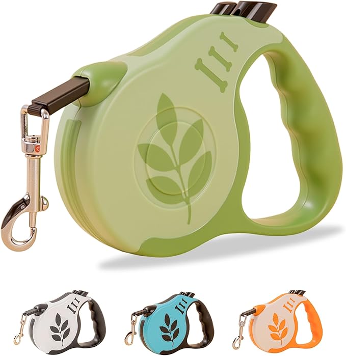 Retractable Dog Leash with Non-Slip Handle, 10 FT Automatic Telescopic Tractor with Atuo Locking Botton，Durable Pet Tape for Small and Medium-Sized Dogs Green