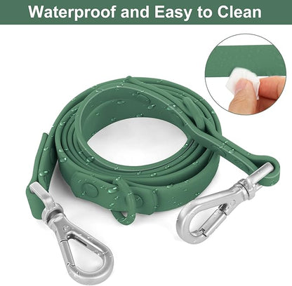 Wisedog Waterproof Dog Leash – 5ft/6ft Adjustable with 2 Metal Swivel Hooks, Easy to Clean Dog Leashes for Small, Medium, Large Breed Dogs (Pine Green S)