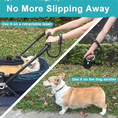 PetBonus Dog Leash Wrist Strap, Safety Strap for Retractable Leash, Lockable Reflective Short Dog Lead with Adjustable Soft Padded Handle for Walking, Extra Layer Security for Pet Stroller (Black) - Image 6