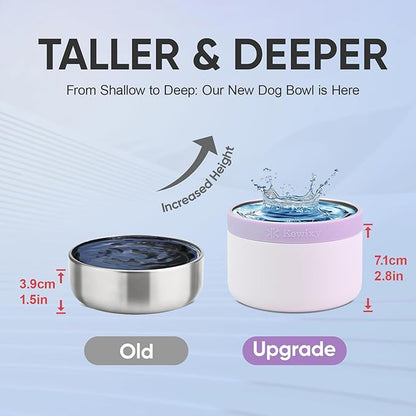 KEWIXY Insulated Dog Water Bottle with Travel Bowl, Dog Lover Gift, Portable Water Bottle Dispenser, Accessories for Car, Hiking, Camping, Outdoor, Leak-Proof, Detachable (Pale Mauve)